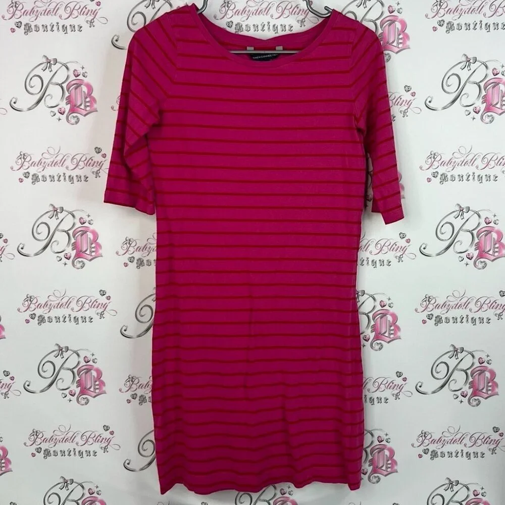 French connection dress stripes candy pink red Striped Women's Dress